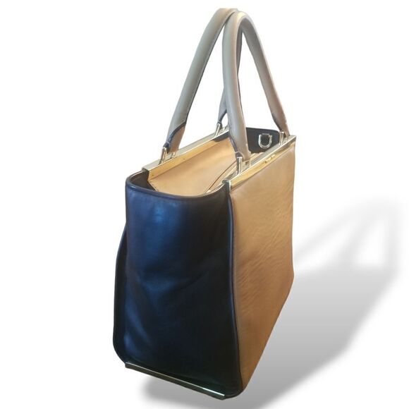 ⭐️ Michael Kors Medium Lana Suntan/Black Colorblock Leather Handbag - Picture 3 of 16